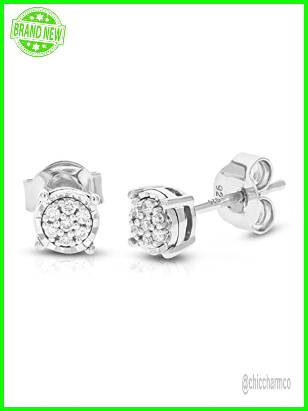 1/10 cttw Lab Grown Diamond Stud Earrings .925 Sterling Silver Prong Set